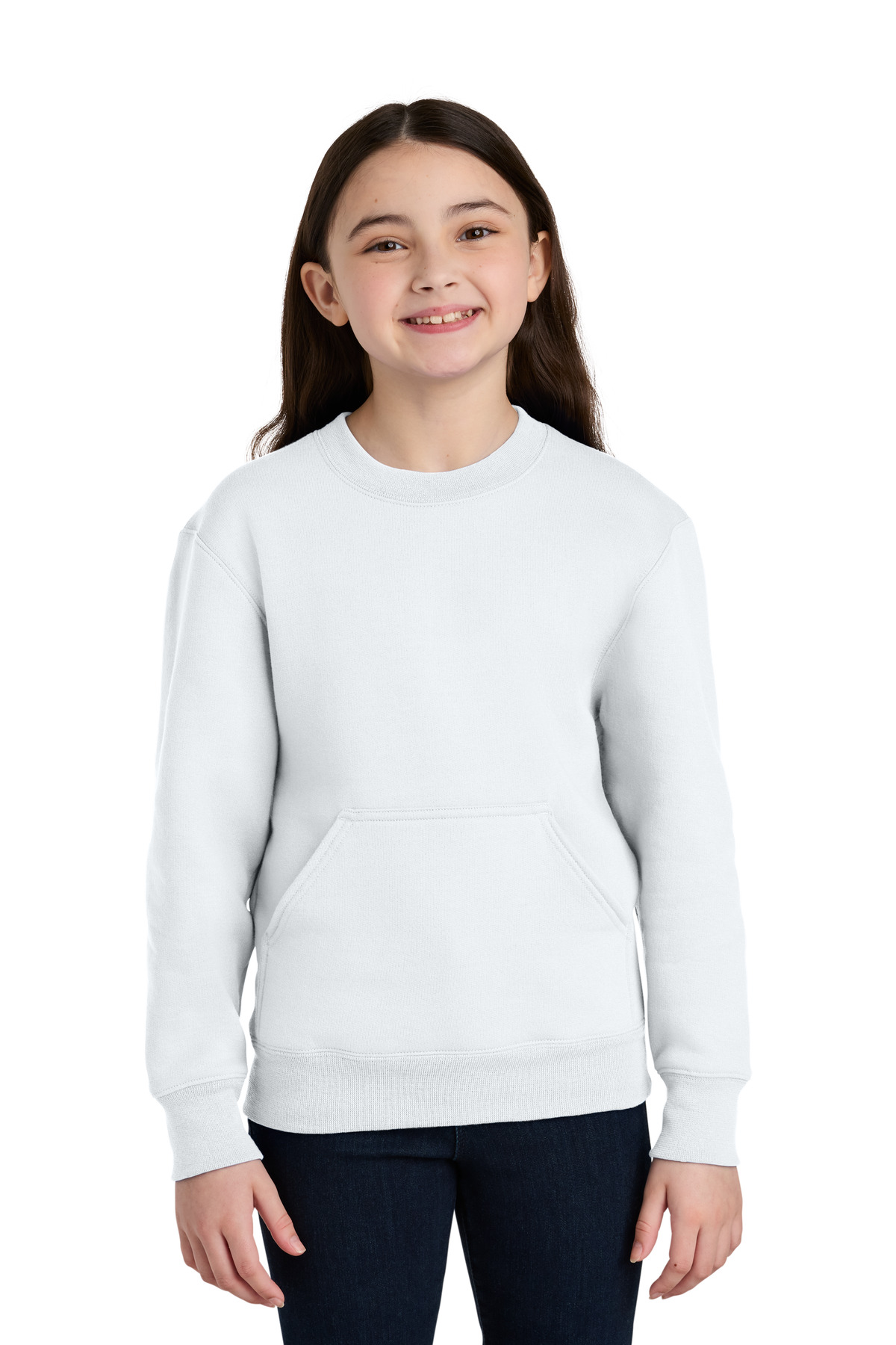 Port & Co Youth Core Fleece Crewneck Pocket Sweatshirt PC78YPKT 45