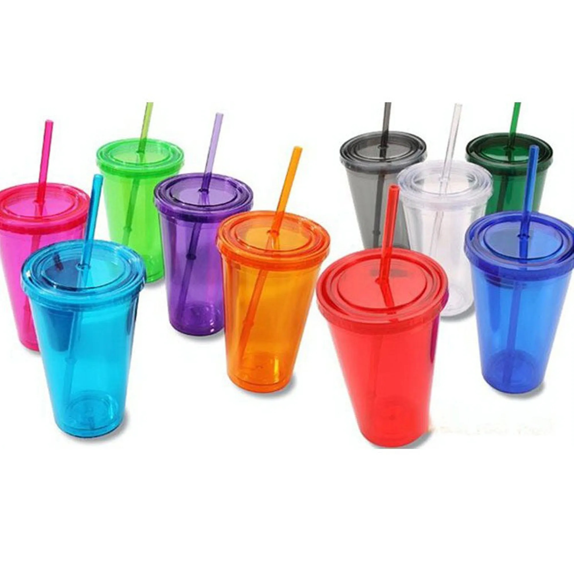 16oz Transparent Acrylic Tumbler With Straw MOQ48 2
