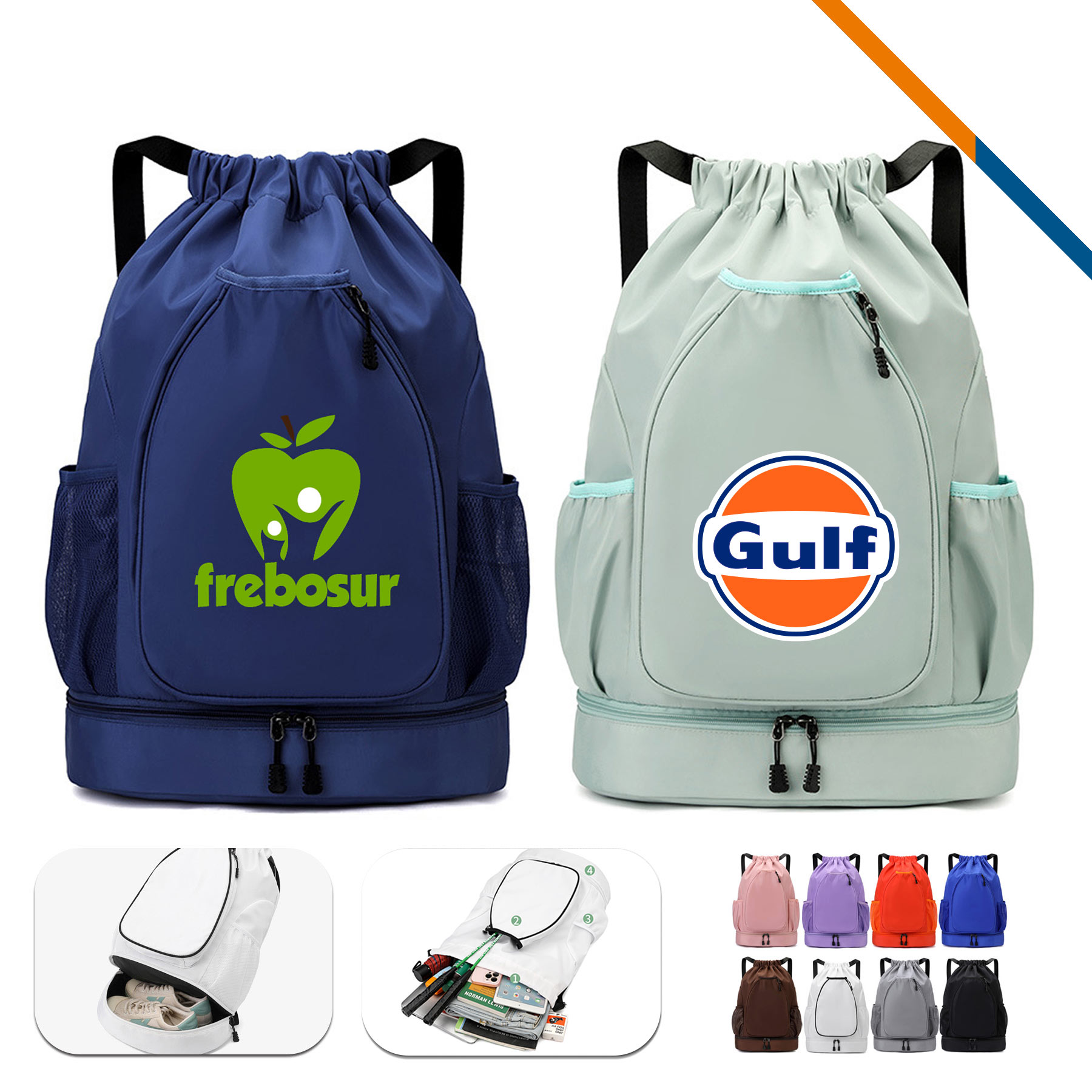 Kylin Sports Racket Drawstring Backpack 1