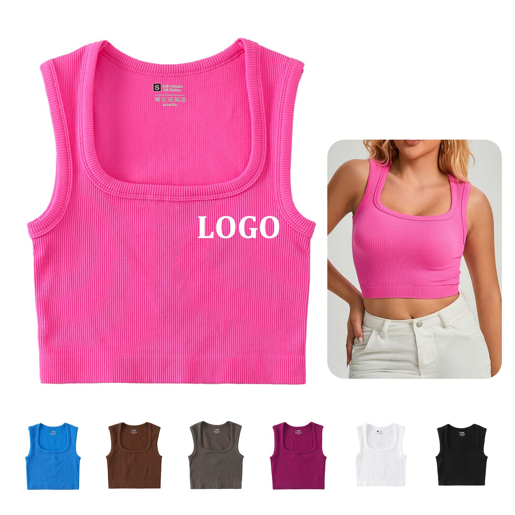 Womens Ribbed Longline Sports Bra 7