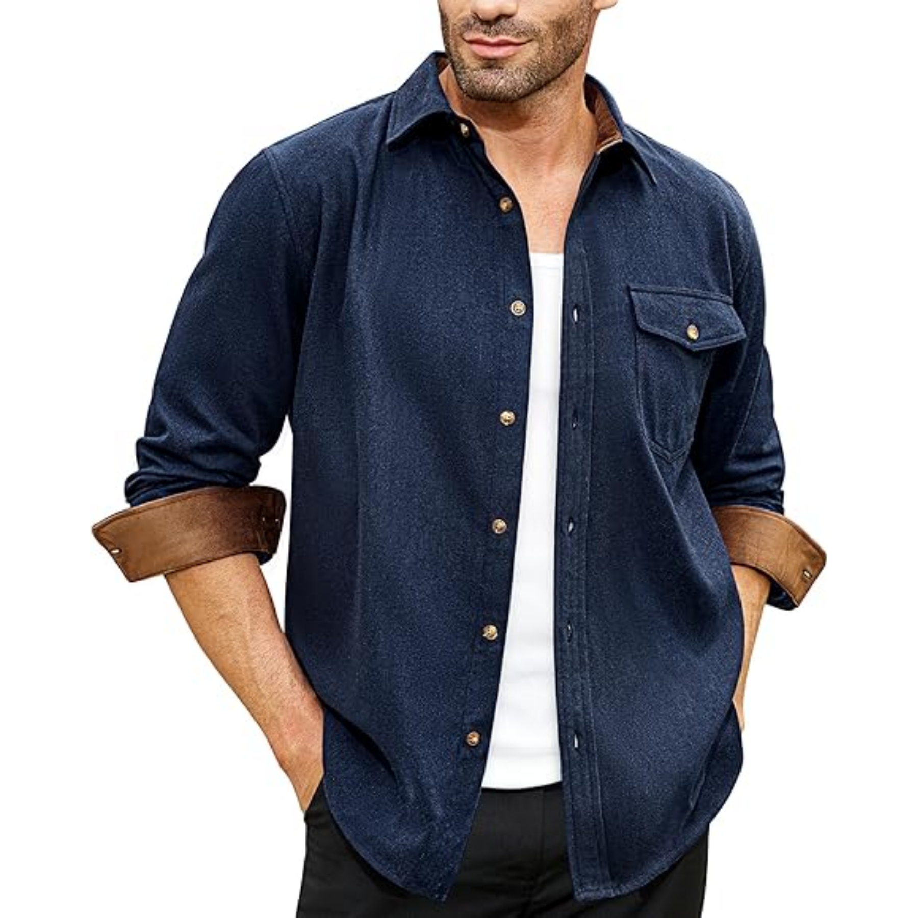 Man Long Sleeve Casual Jacket, custom dress shirt with logo imprint 12