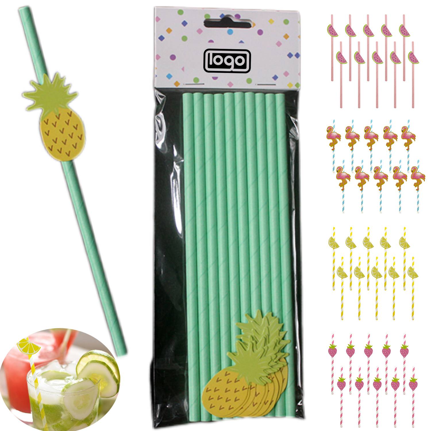 10PCS Fruit Themed Disposable Paper Straws 1