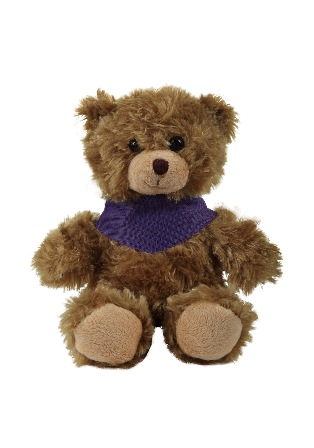 soft plush Mocha Curly Sitting Bear  with bandana