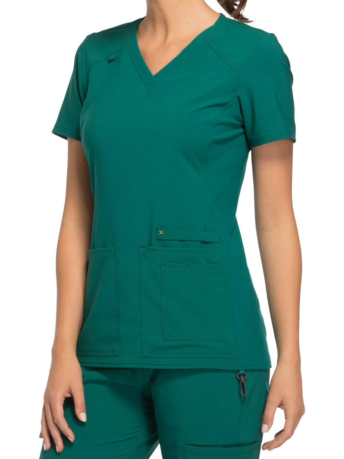 Cherokee - iFlex - Women's 2 Pocket V-Neck Knit Side Panel Top 7