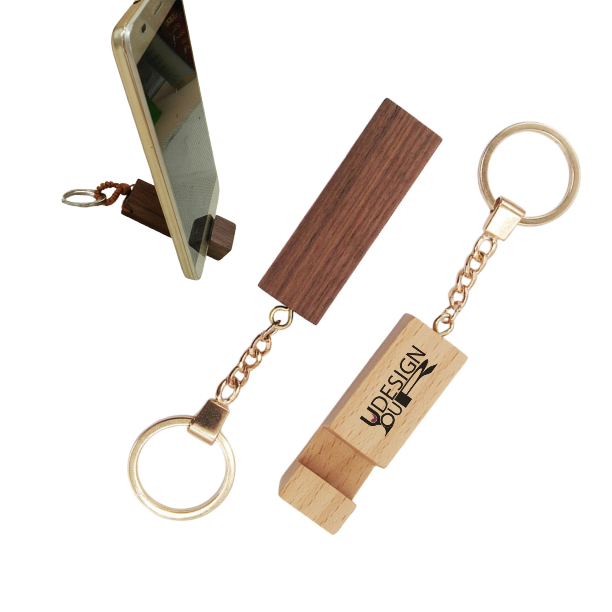 Wooden Phone Holder Keychain 2