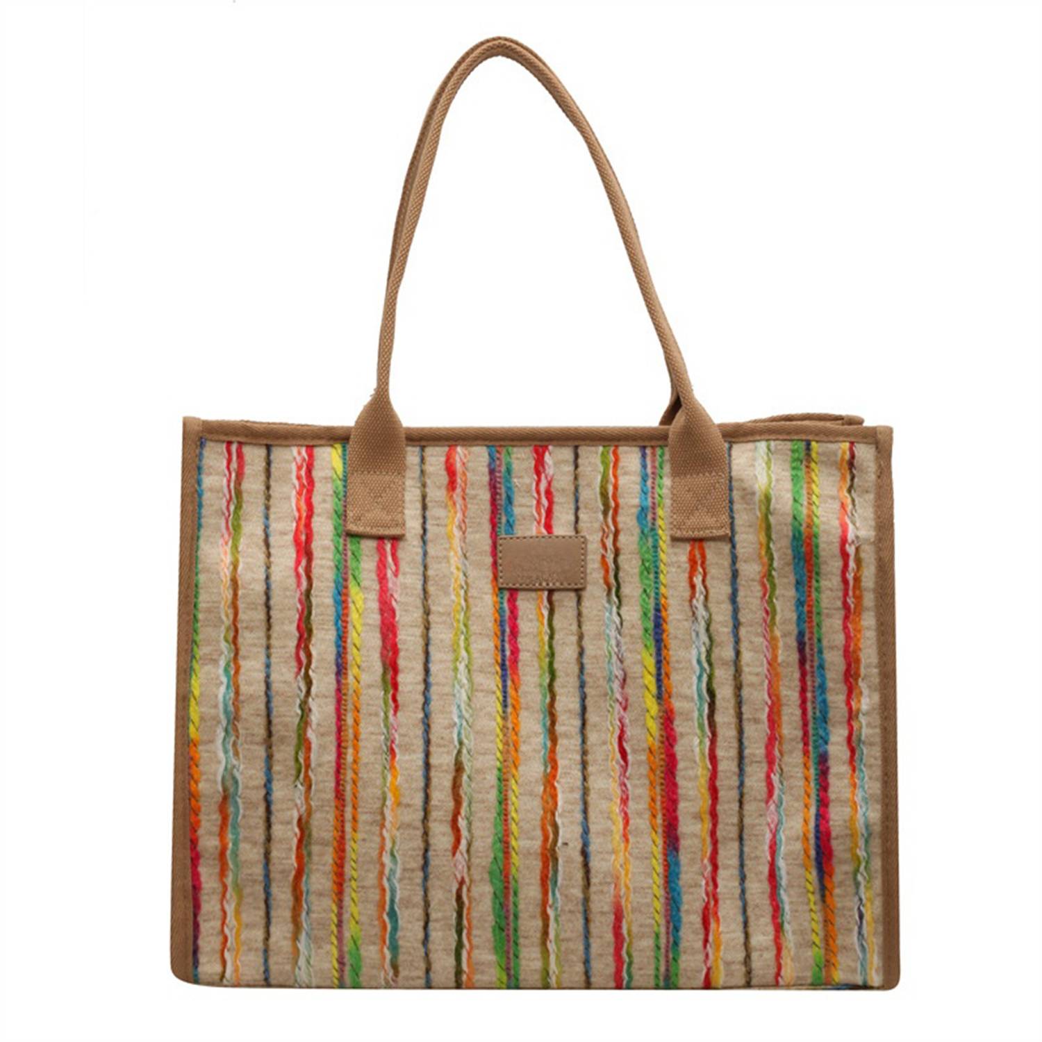 Canvas Tote Bag Rainbow Stripe Large Capacity, custom tote bag with logo imprint 5