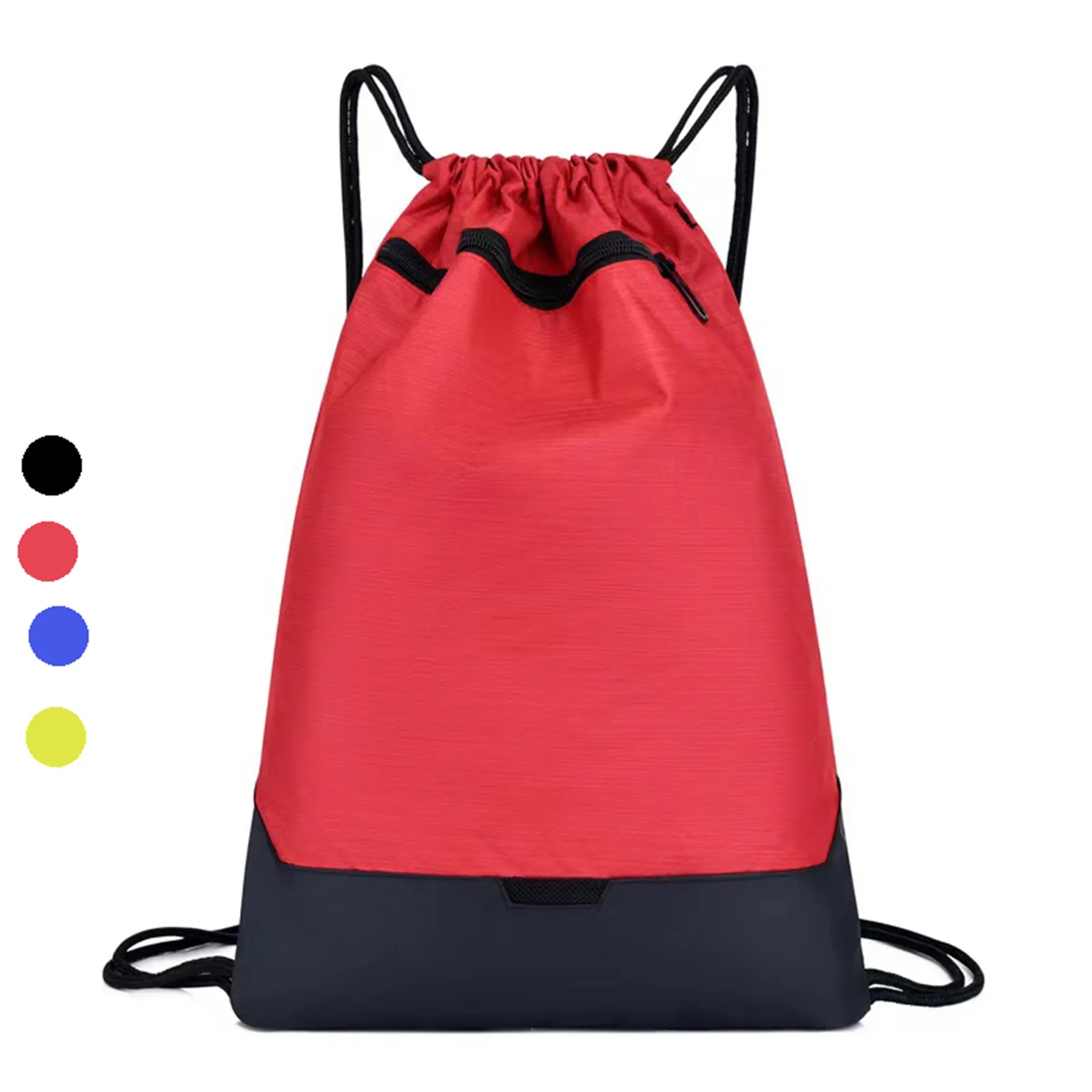 Drawstring Backpack Zipper Pocket Reinforced Bottom 2