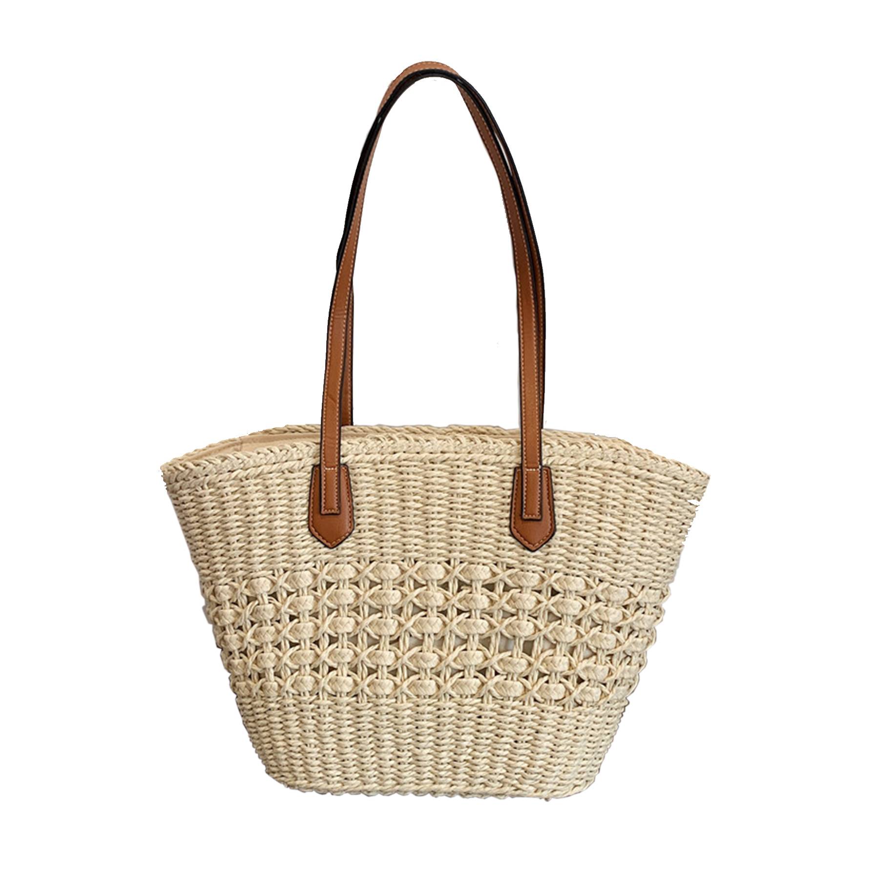 Straw Summer Large Shoulder Tote Beach Bag 4