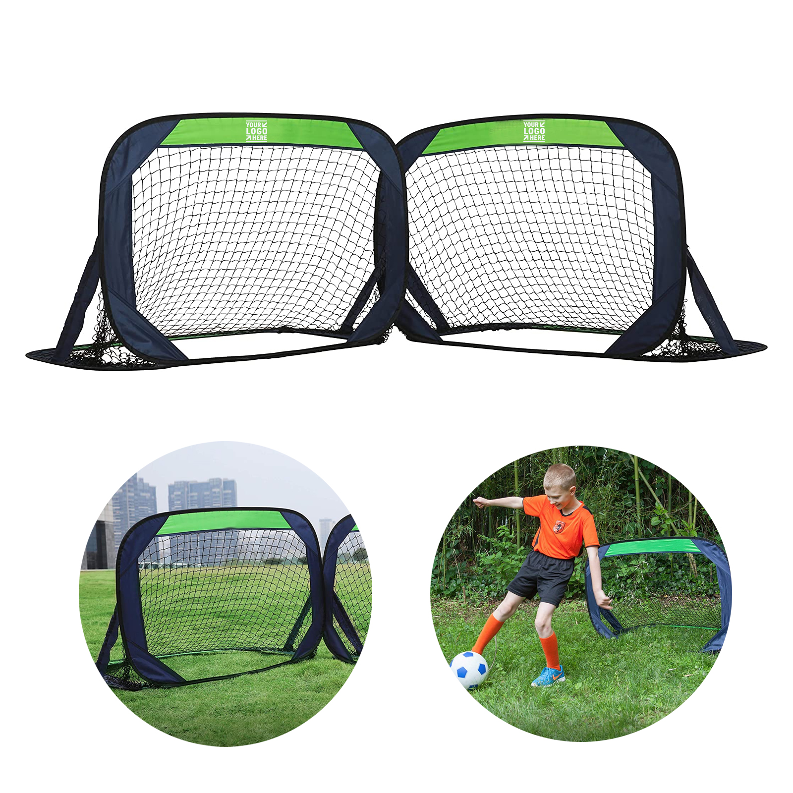 Set of 2 Portable Pop Up Training Soccer Goal Net 2