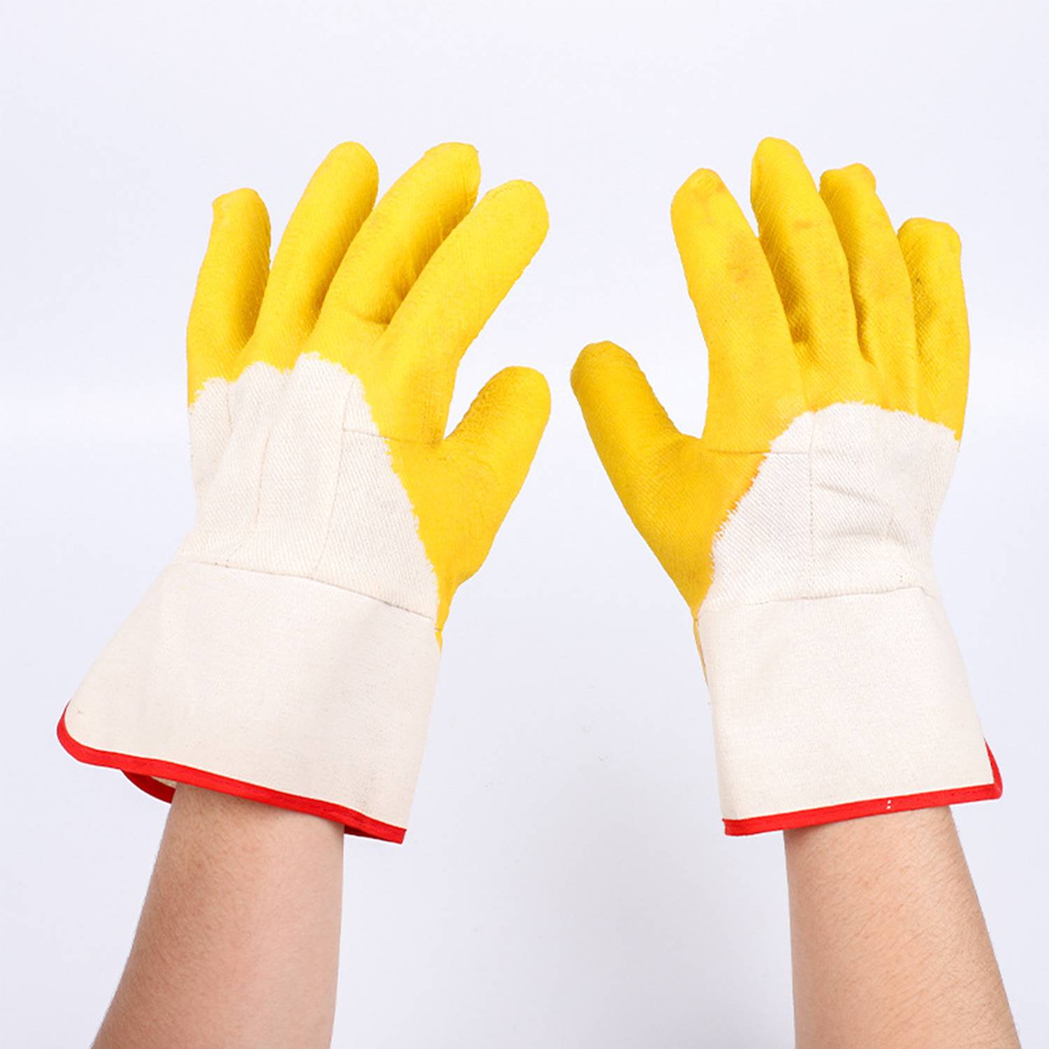 Safety Rubber Palm Gloves Cotton Canvas Liner 2