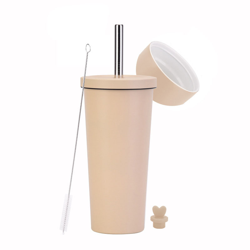 Double Wall Vacuum Straw Insulated Tumbler with Lid 3