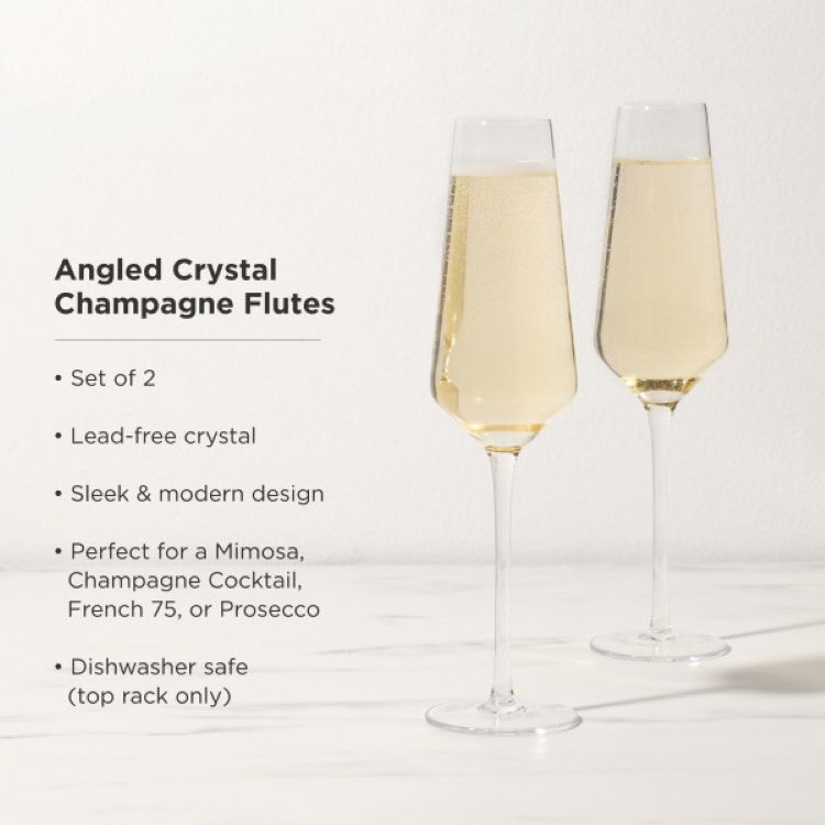 Viski® Raye Angled Crystal Champagne Flute, set of 2 4