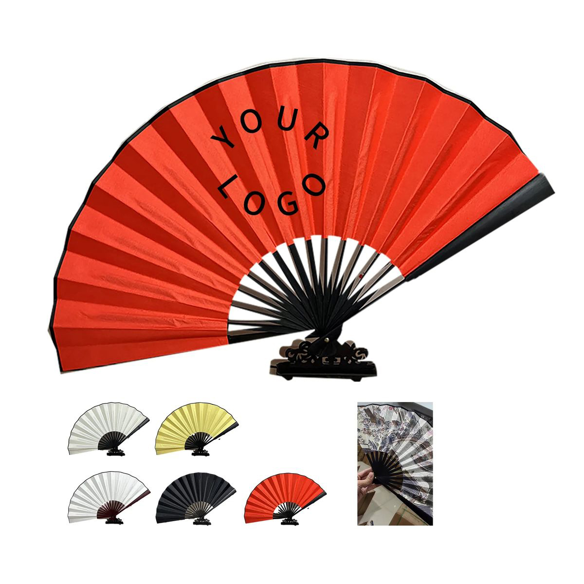 Bamboo Silk Fan with Classic Foldable Design and Grip 6