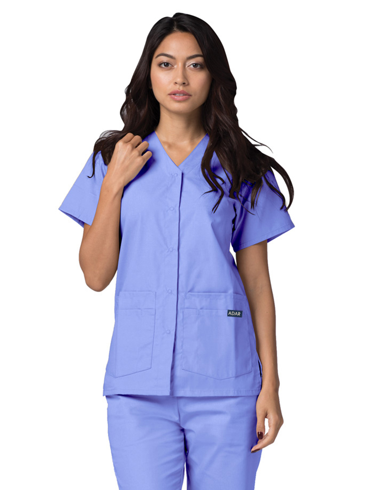 Adar - Universal - Women's Double Pocket Snap Front Top 9