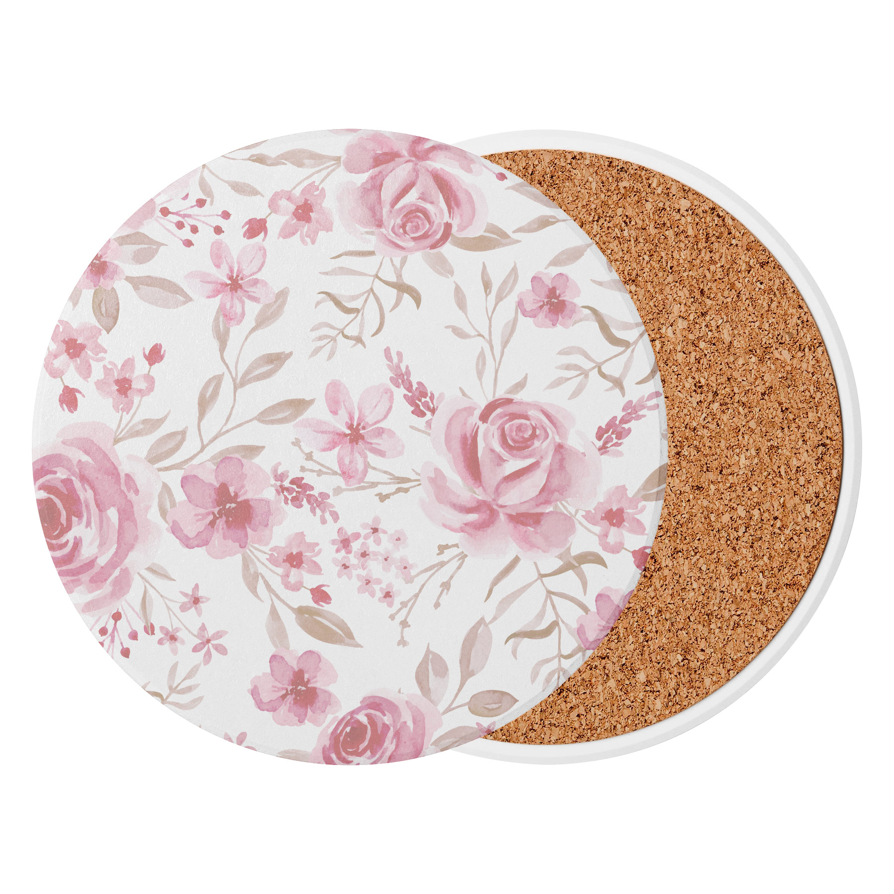 3.5'' Circular Ceramics Coaster With Cork Base 14
