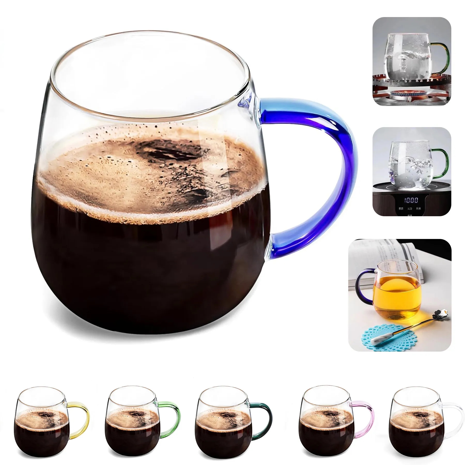 Clear Glass Mug with Multicolor Handle 2