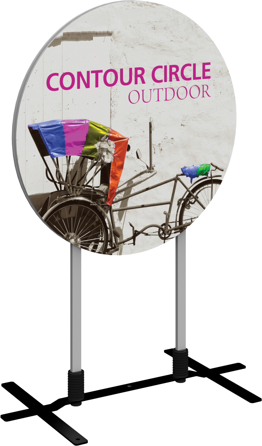 Contour Single-Sided Outdoor Sign Circle w/Plate Base