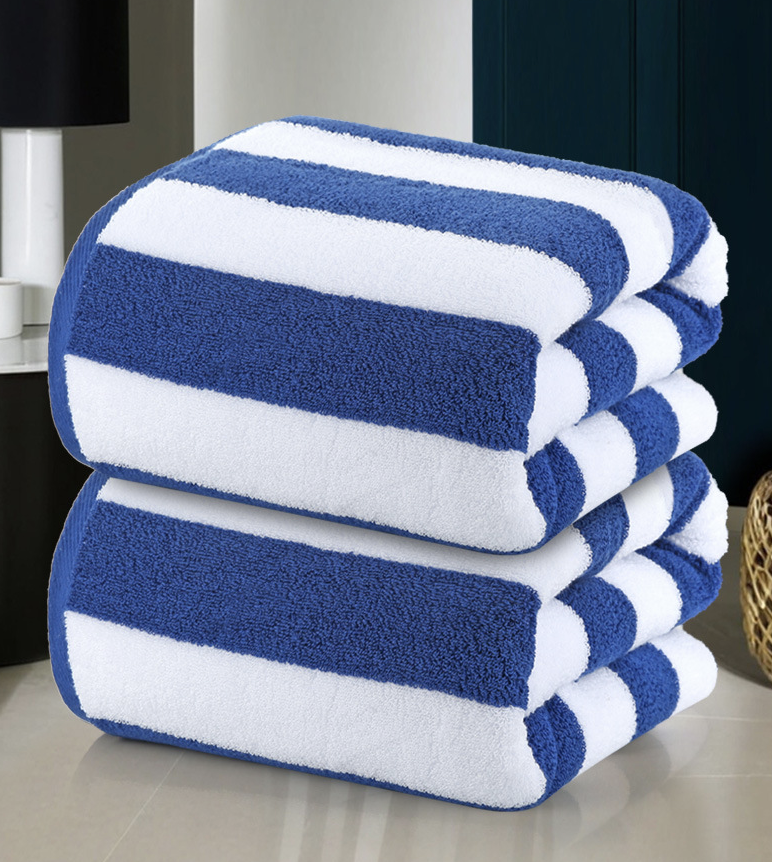 White Classic Stripe Cabana Beach Towels 7