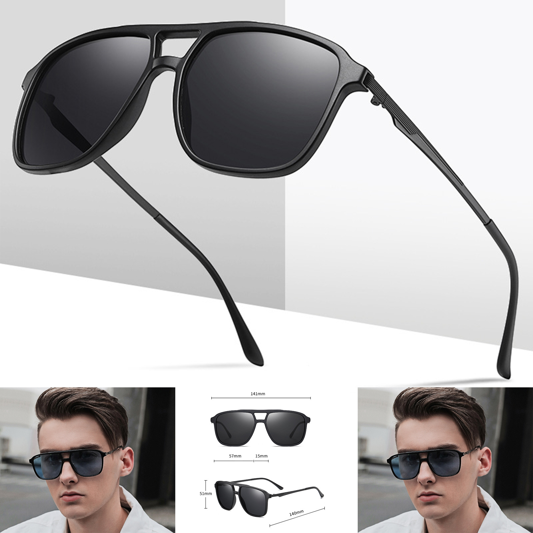 Retro Square Polarized Aviator Sunglasses 2