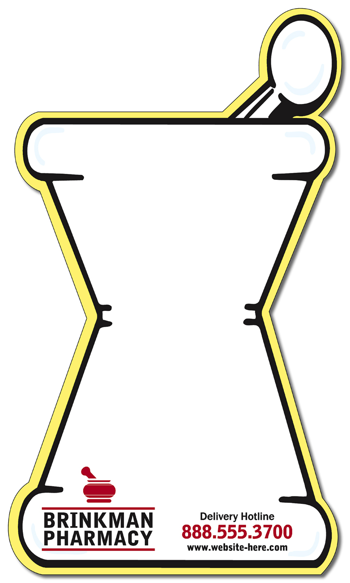 Mini Memo Board Shape - 5x8.5 Laminated - MORTAR & PESTLE - 14 pt., custom desk accessory with logo imprint 3