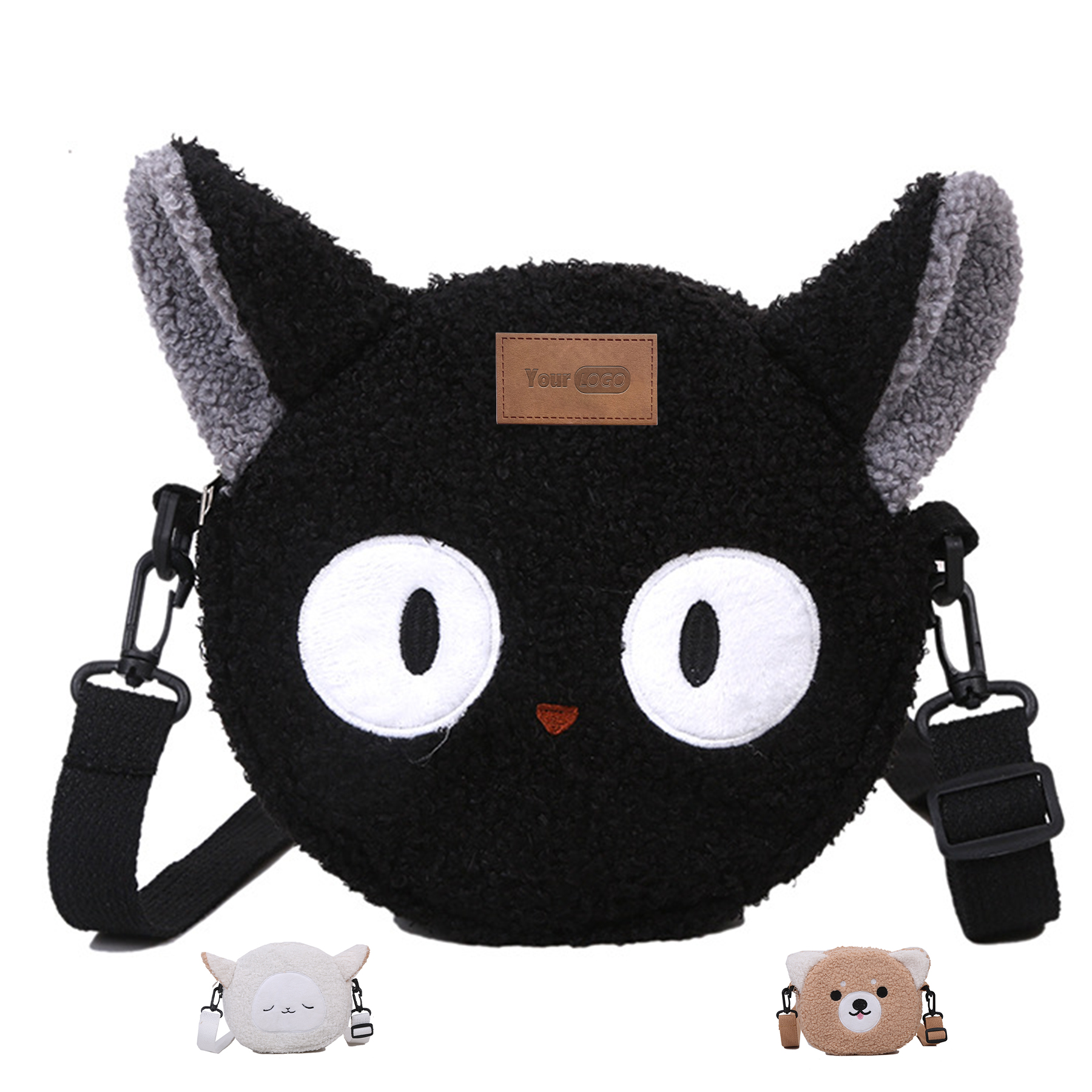Cotton Cute girl lamb hair shoulder cross-body bag 2