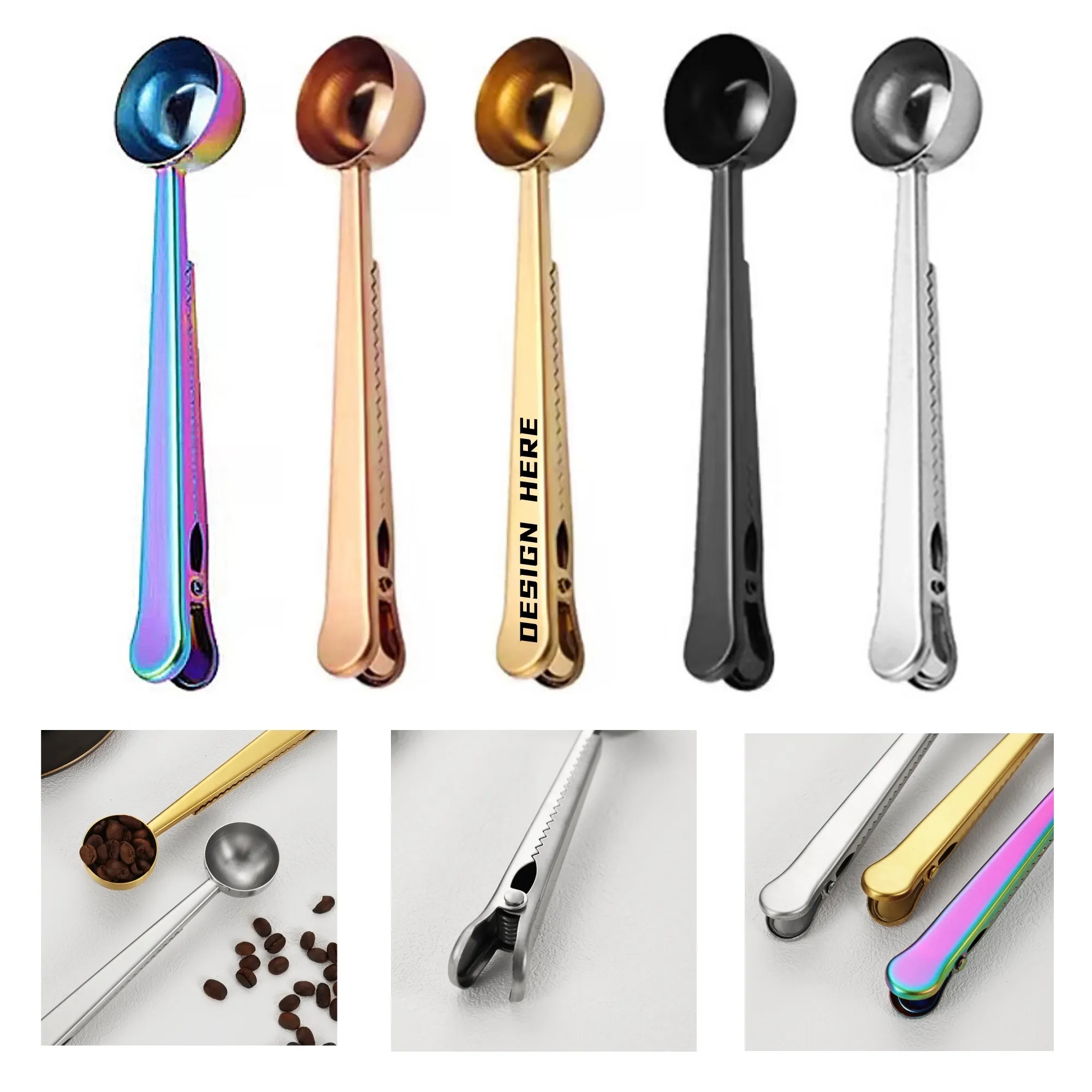 Multifunctional Measuring Spoon W/ Bag Clip Stainless Steel 4