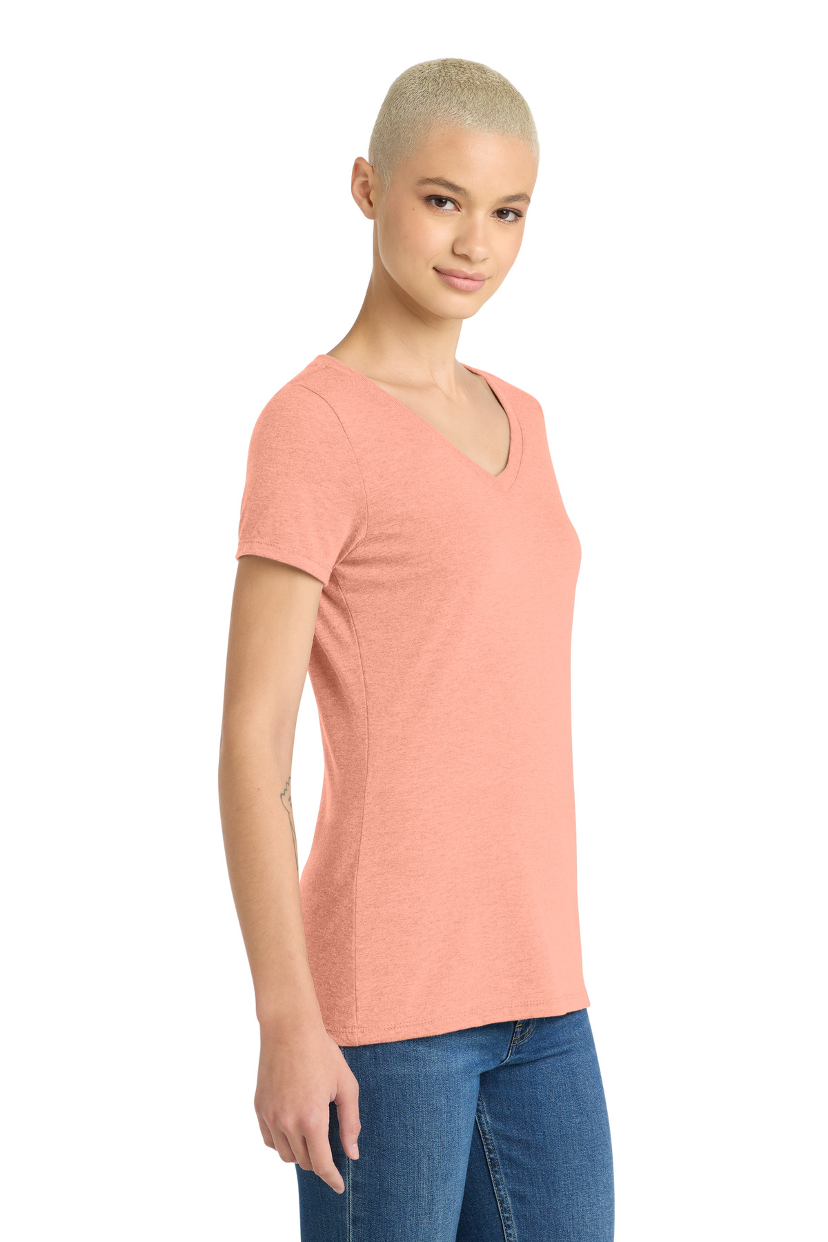 District Women's Perfect Tri V-Neck Tee. DM1350L 182