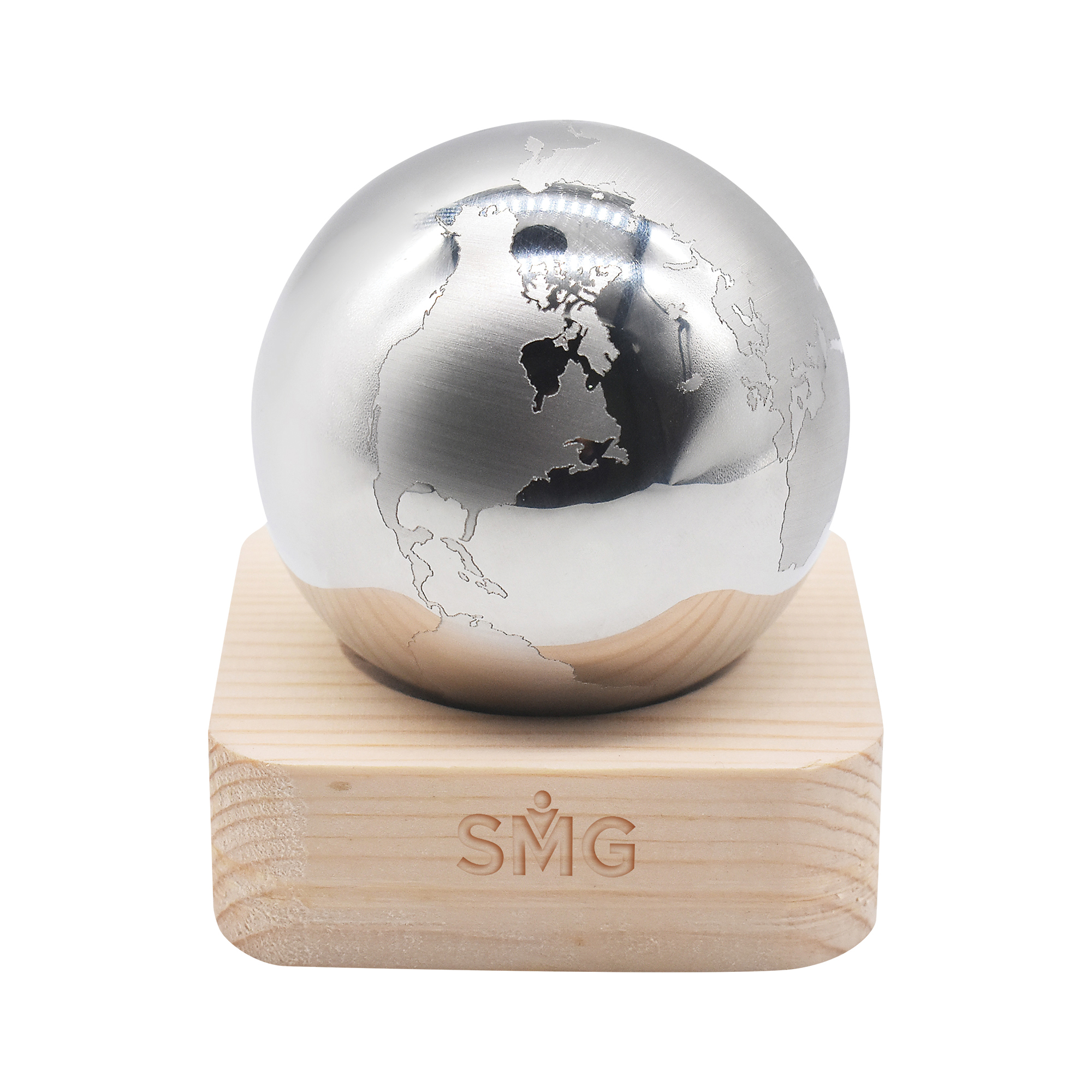 Whiskey Globe w/ Bamboo Stand