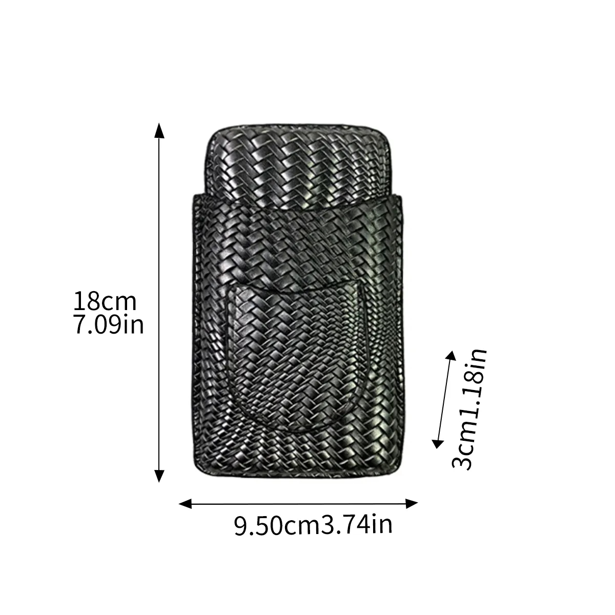 Embossed Woven Leather Cigar Case With Cutter Pocket 1
