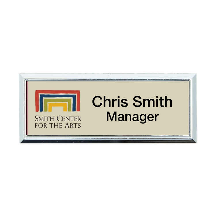Plastic Framed Badges Square Corners - Personalized 1"X3" (UV Inkjet & Engraved)
