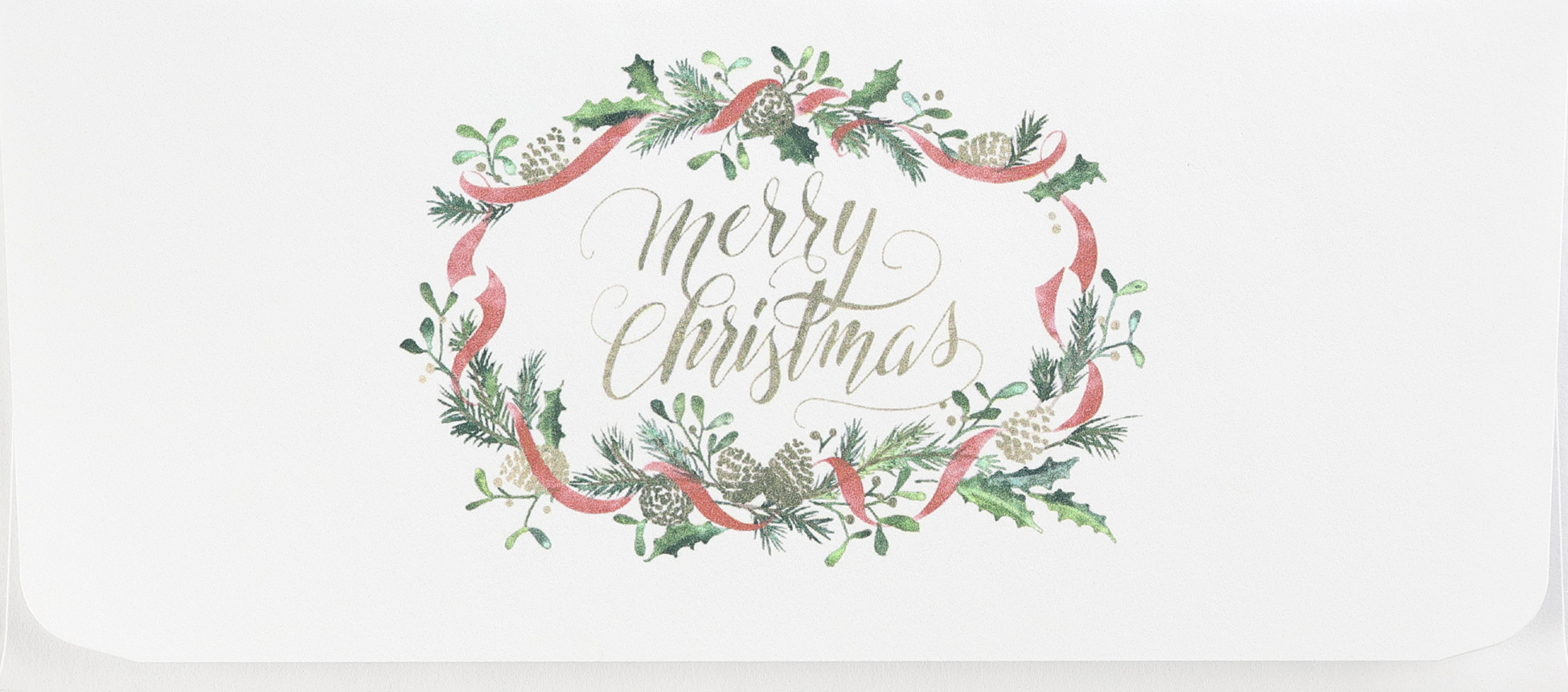 Watercolor Pine Currency Envelope (Pine Cone & Ribbon Wreath) 2