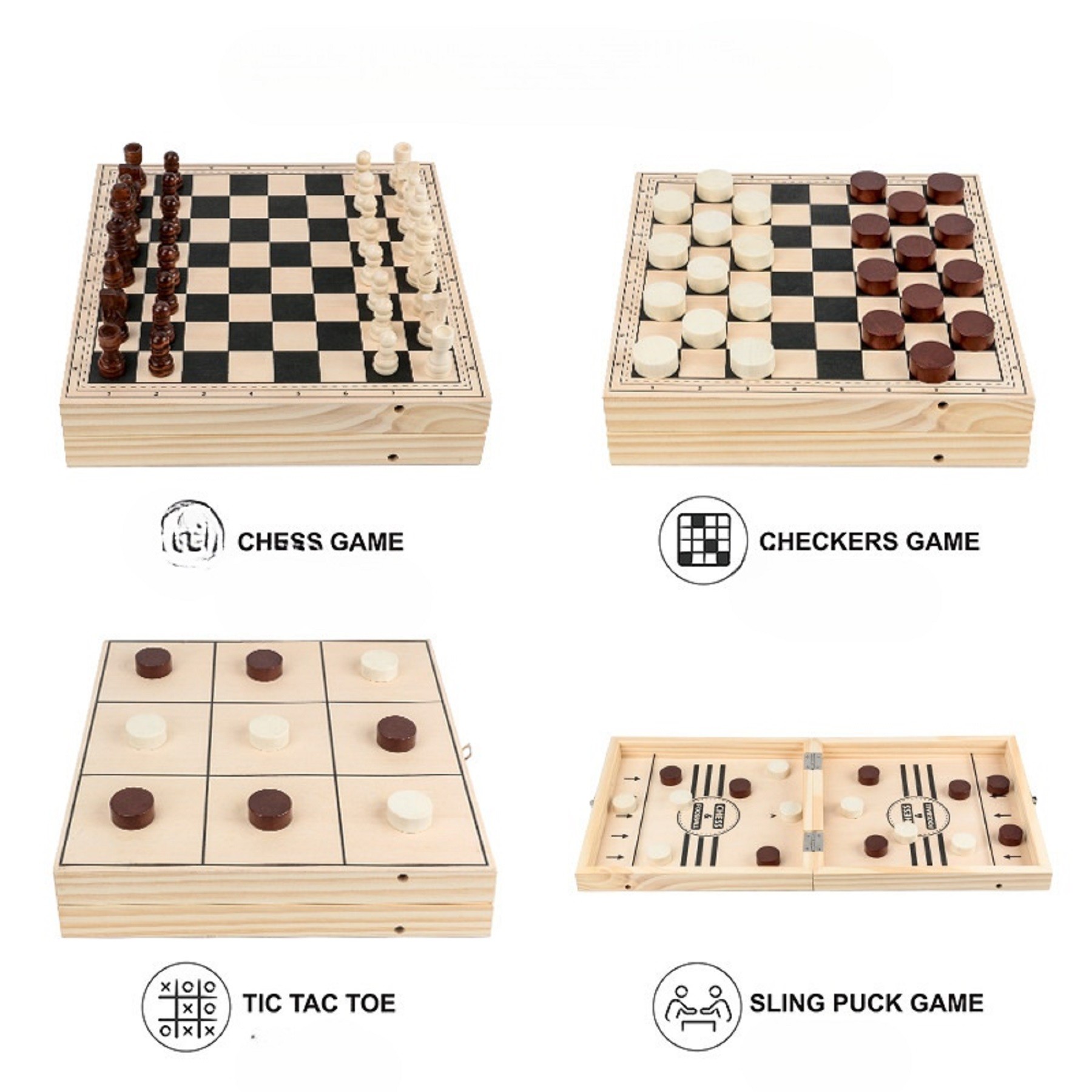 4 in 1 Wooden Board Game Board 2