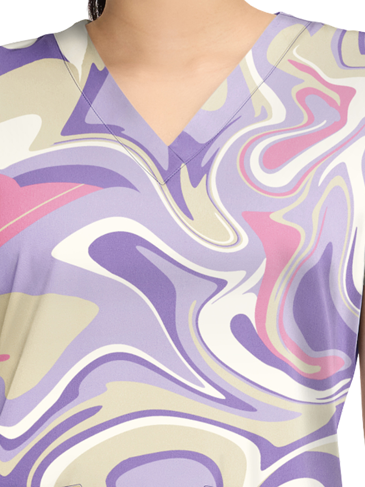 Med Couture - Prints - Women's 2-Pocket V-Neck Print Top 3