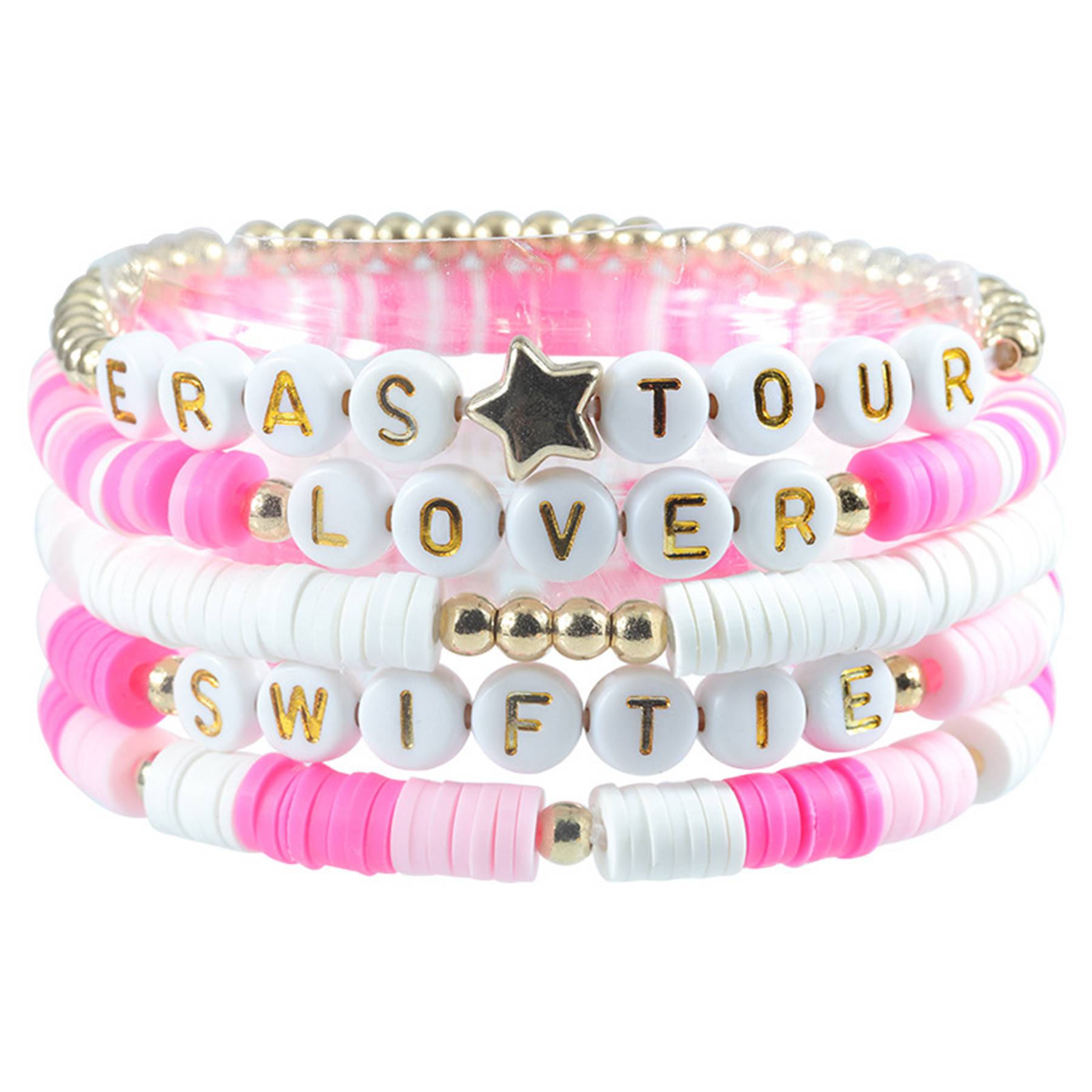 Plastic Stretch statement coloured letter beaded bracelet 10