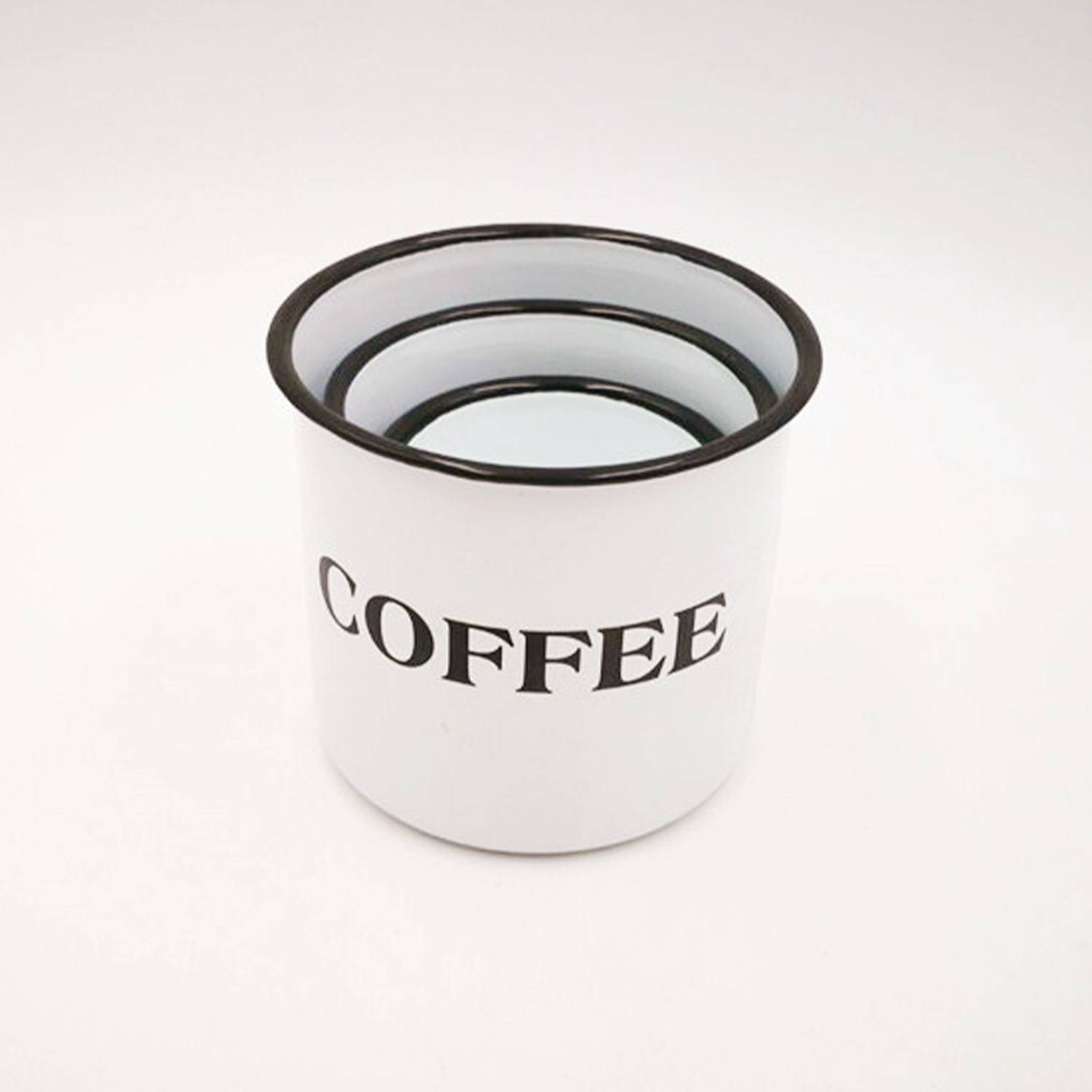 3PCS White Enamel Canister Set 4