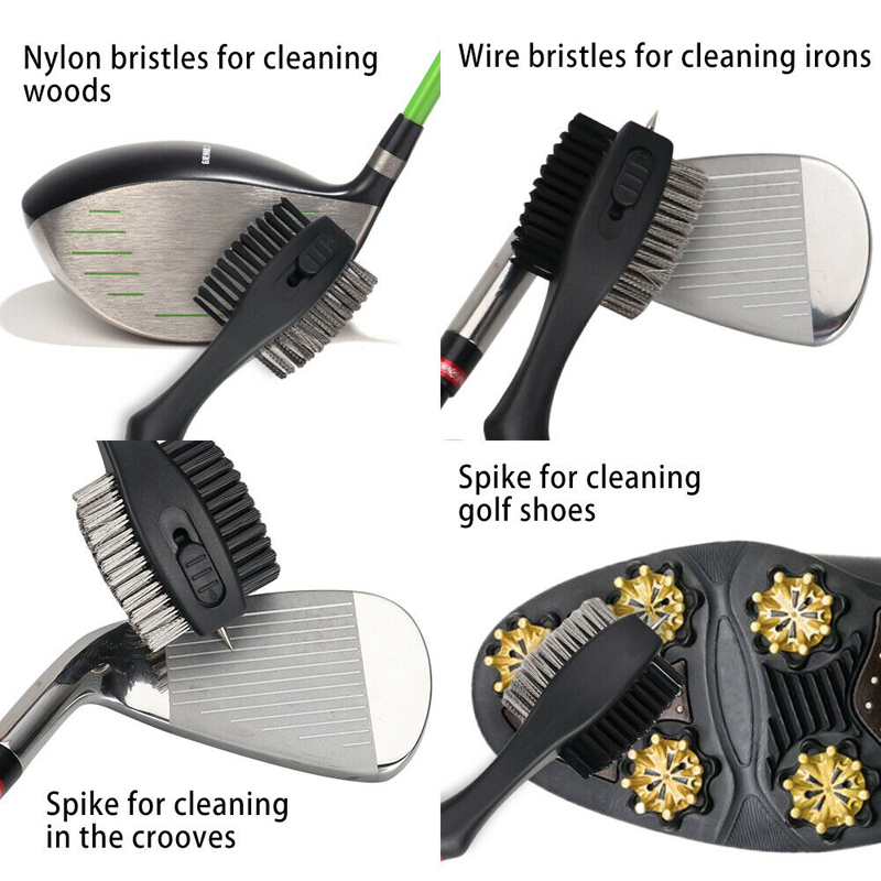 Upgraded Retractable Golf Club Cleaning Brush w/Carabiner Clip 12