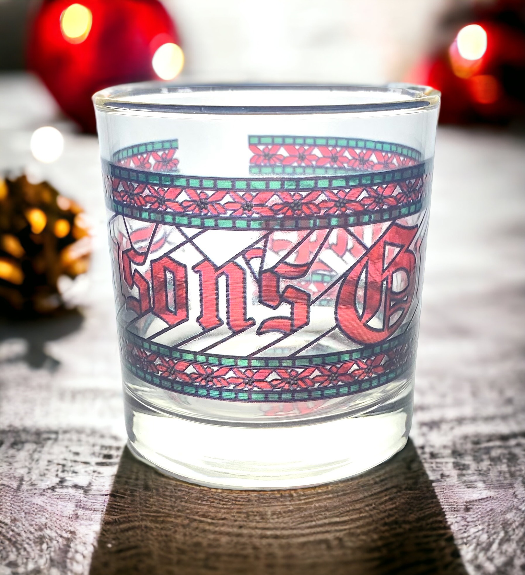 Season's Greetings Holiday Glasses w/ Stained Glass 4