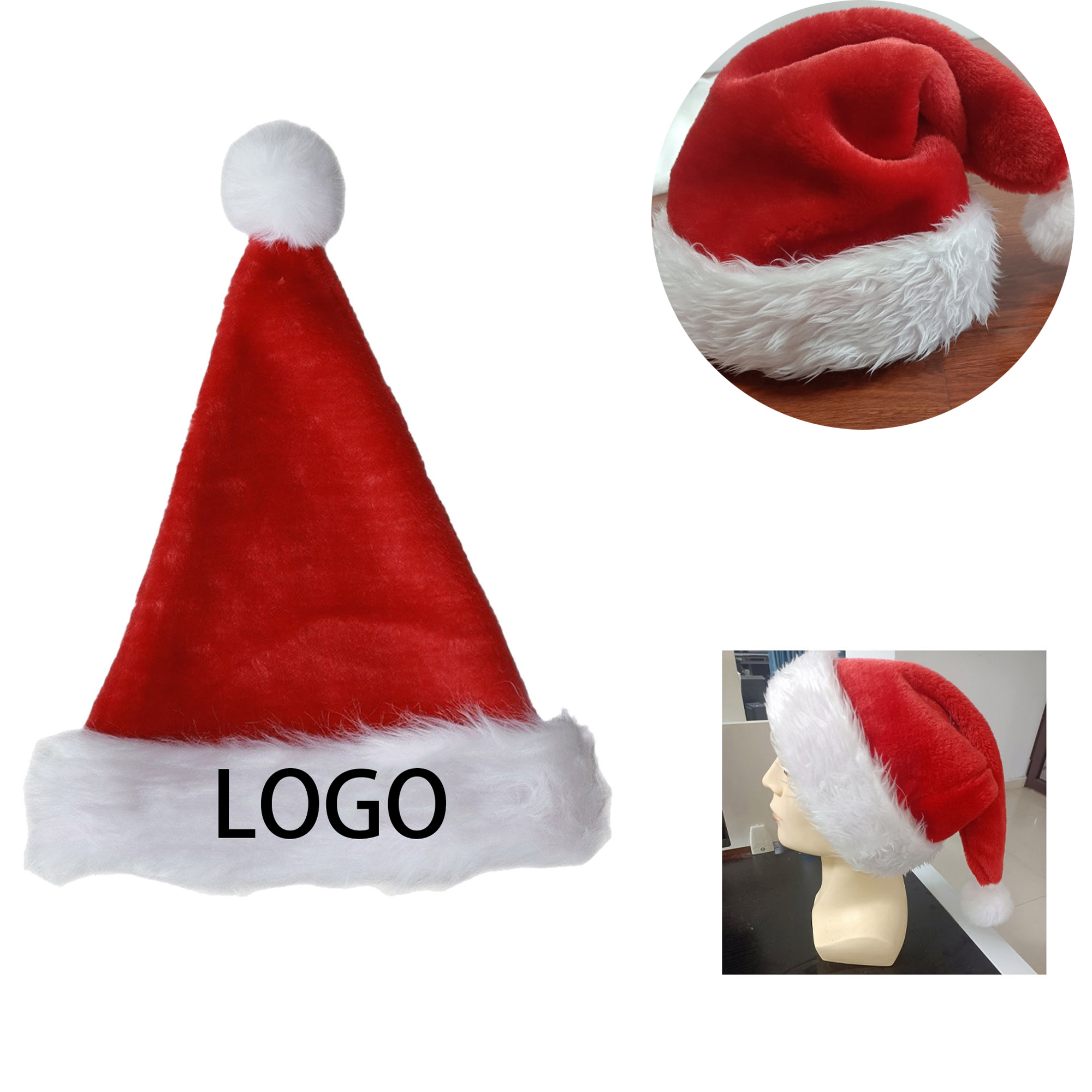 Christmas Santa Hats Long Plush for Adults MOQ 50 pcs 2