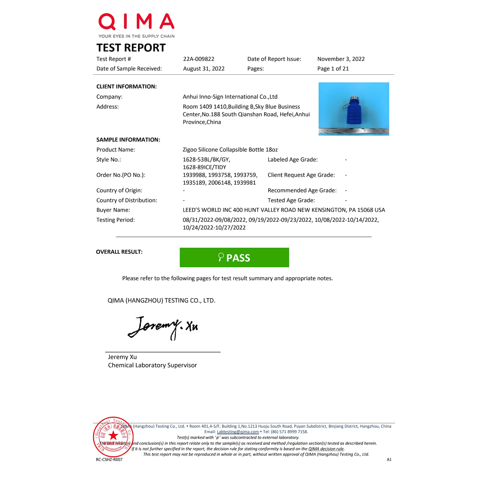 Zigoo Silicone Collapsible Bottle 18oz 42