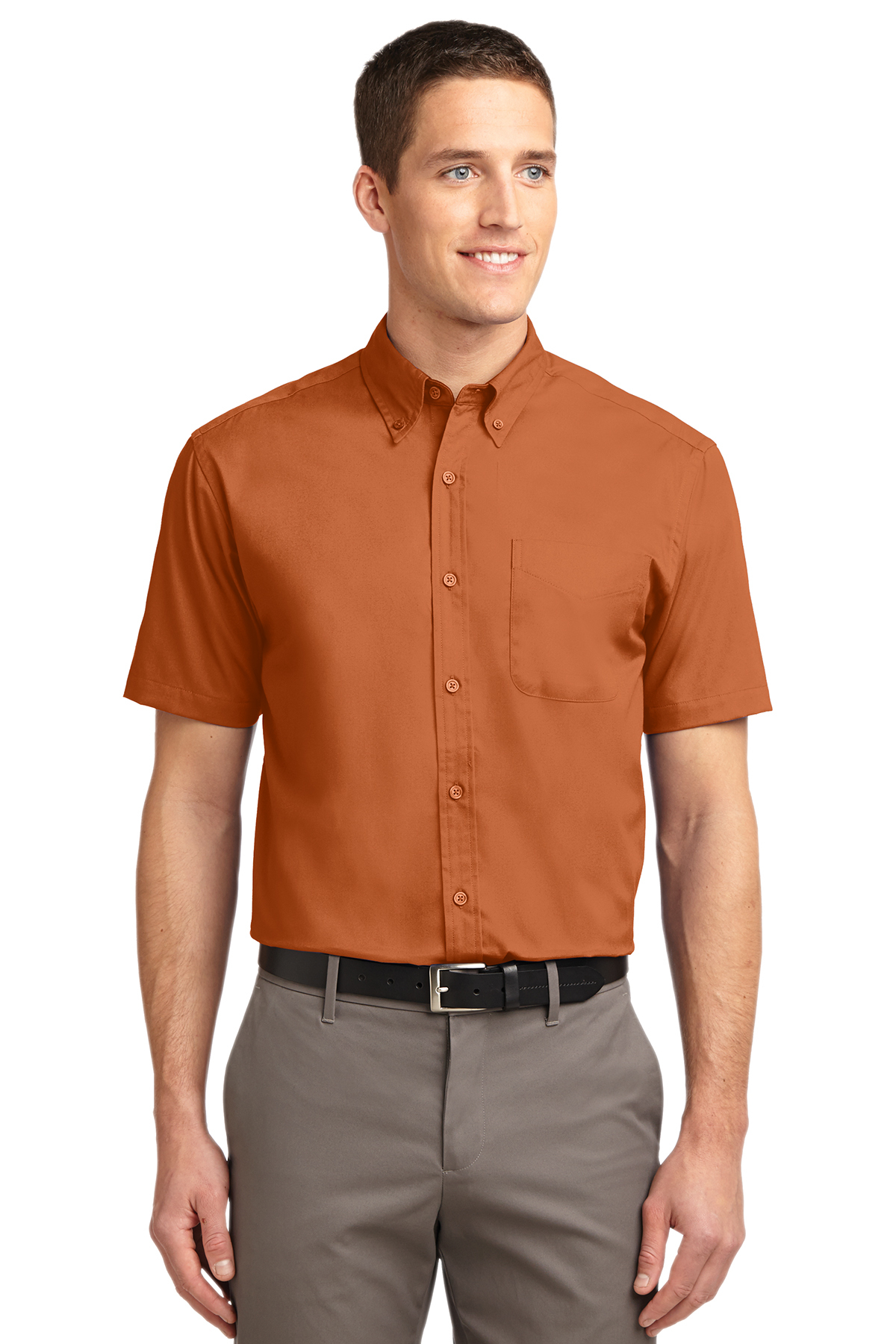 Men's Short Sleeve Oxford Button-Down Easy Care Shirts 10