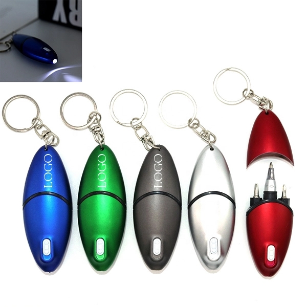 Custom 5-in-1 Stylus Ballpoint Pens with Keychain Light 1