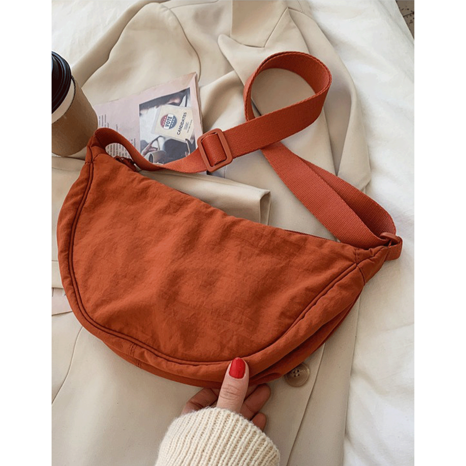simple design fashionable women Nylon Crossbody Sling Bag 7