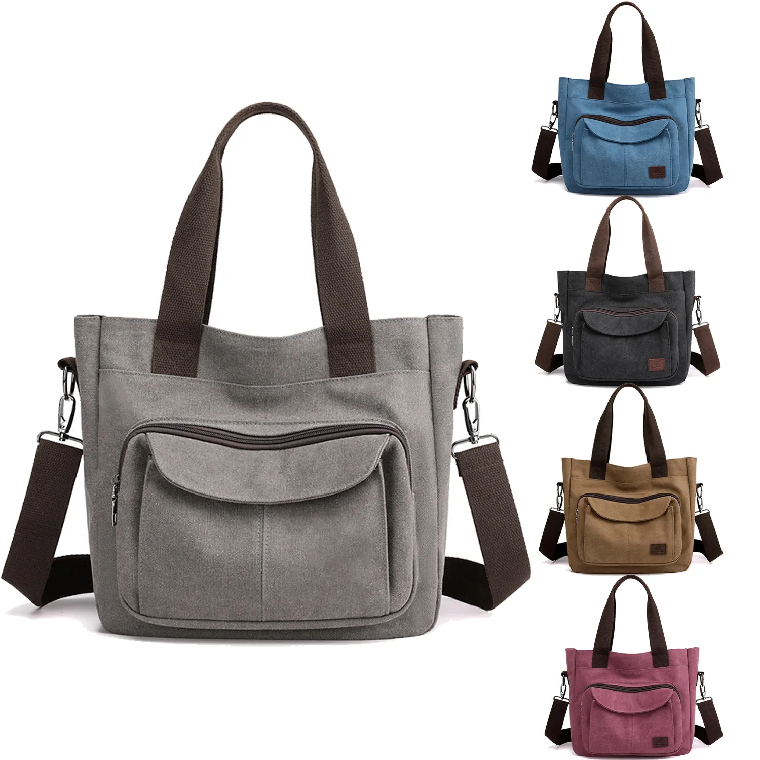Women's Canvas Shoulder Handle Work Crossbody Bag 6