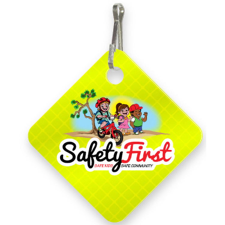 Ultra Reflective Yellow Bag Tag Diamond shape 2" x 2", High resolution Full colour plus white