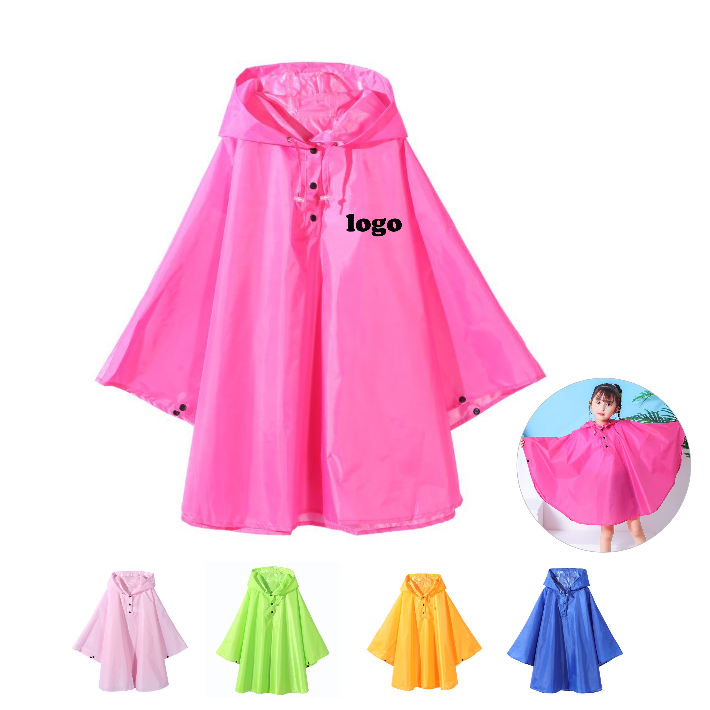 Lightweight Rain Poncho for Kids (direct import), custom youth shirt with logo imprint 4