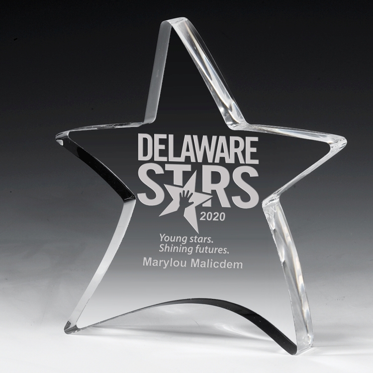 3/4” Thick Moving Star Paperweight - 4-1/2” x 5” -2053S (Screen Print) 5