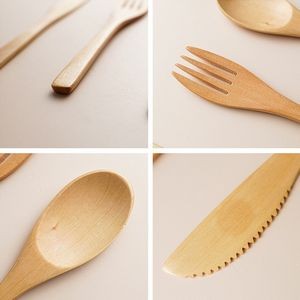 3 In 1 Eco Friendly Wooden Flatware Set Fork Knife Spoon 18