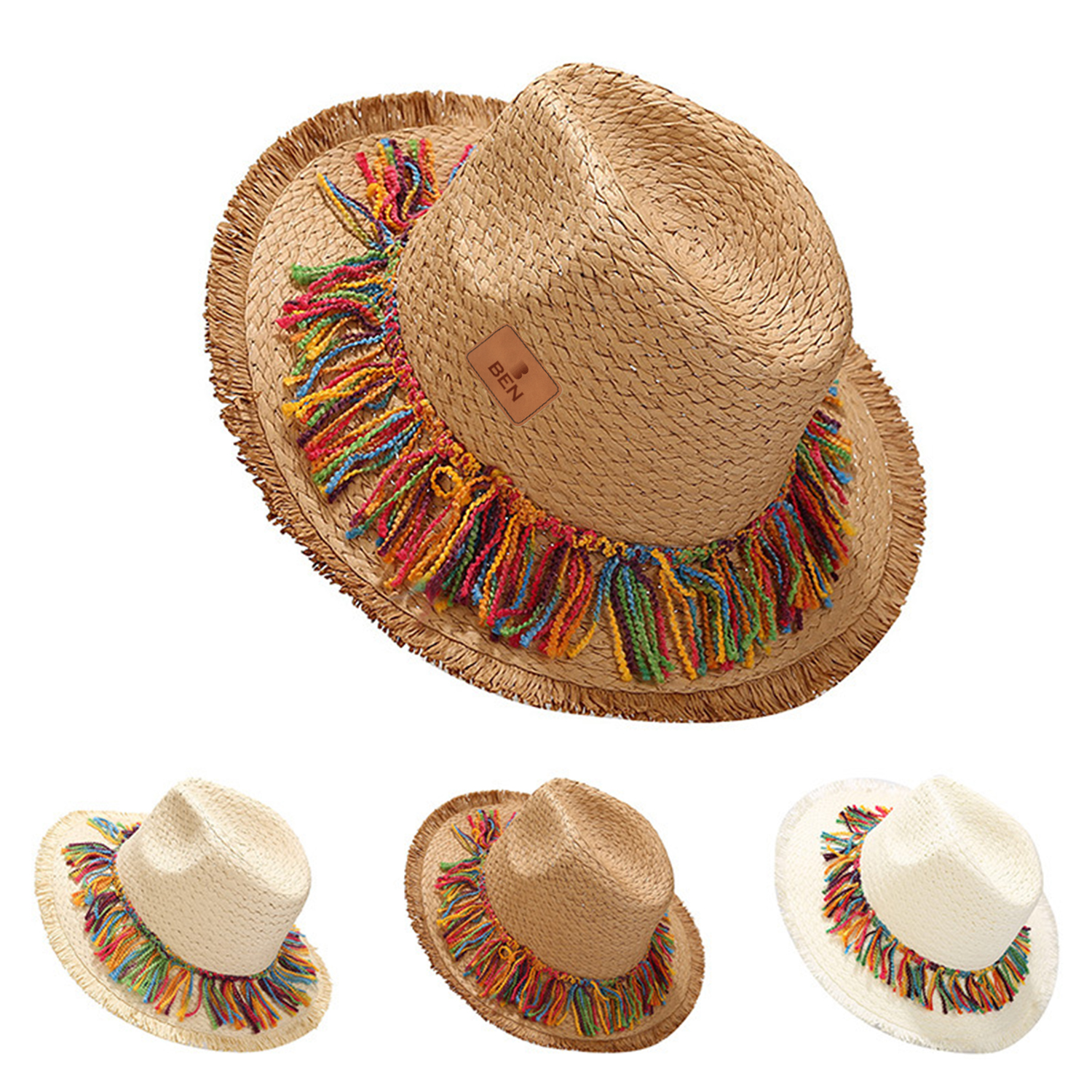 Colored Tassel Summer Straw Hat 1
