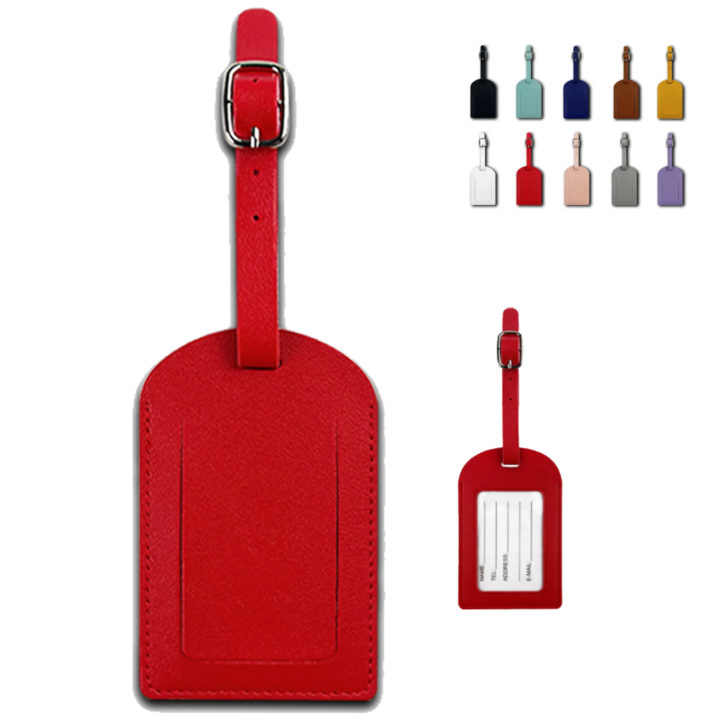 Flap PU Leather Luggage Tag With Signature Paper Inside 5
