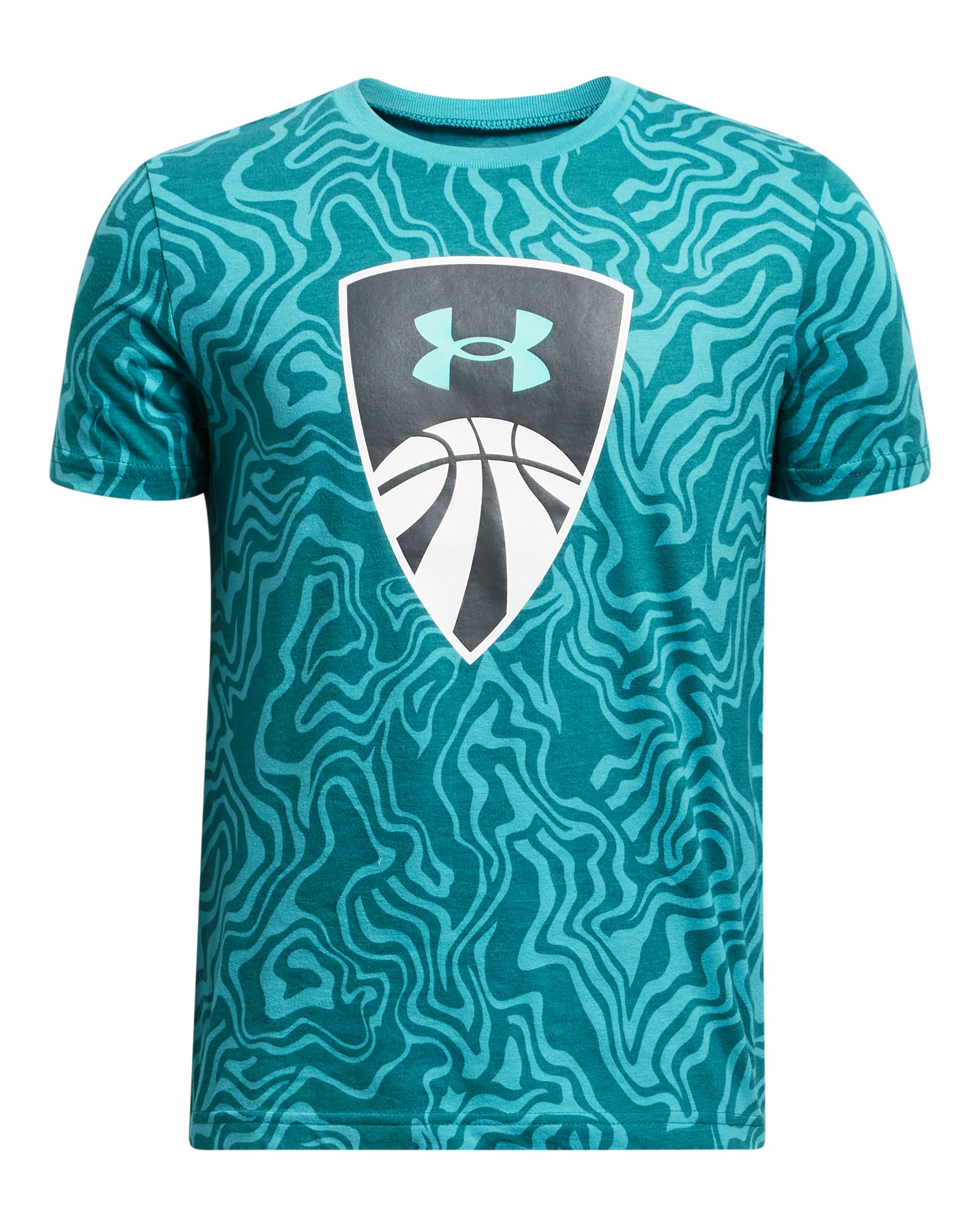 UA Basketball Shield Printed Boys' Short Sleeve 3